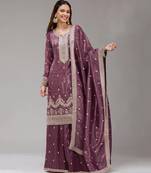magenta embroidered silk salwar-kameez