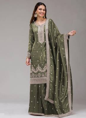 green embroidered silk salwar-kameez 1
