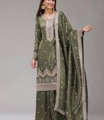 green embroidered silk salwar-kameez