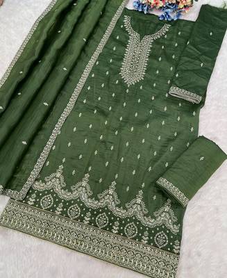 green embroidered silk salwar-kameez 3