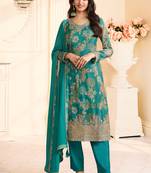 green printed chiffon straight-suits