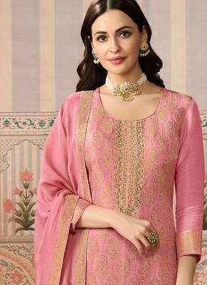 peach banarasi banarasi straight-suits 2