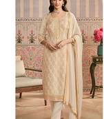 white banarasi banarasi straight-suits