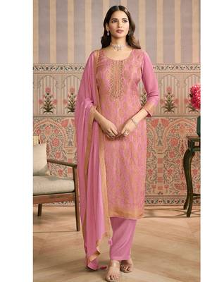 pink banarasi banarasi straight-suits 1
