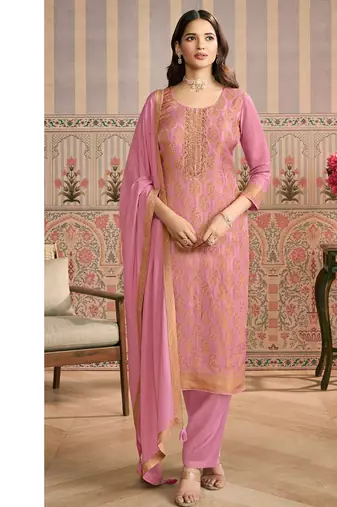 pink banarasi banarasi straight-suits