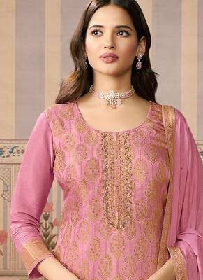 pink banarasi banarasi straight-suits 2