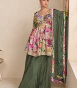 green floral_print chiffon salwar-kameez
