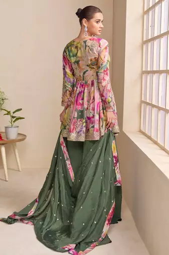 green floral_print chiffon salwar-kameez