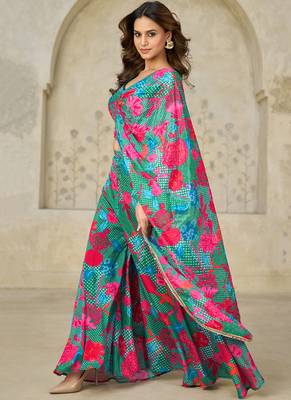 green printed chiffon salwar-kameez 3