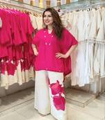 Pink Floral printed v neck  pure cotton co-ord set