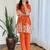 Orange Floral embroidered collar neck  pure cotton co-ord set