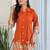 Orange Floral embroidered collar neck  pure cotton co-ord set
