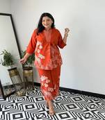 Floral printed round neck  pure cotton co-ord set