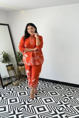 Floral printed round neck   cotton co-ord set 2