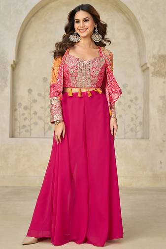 red printed chiffon salwar-kameez