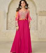 red printed chiffon salwar-kameez