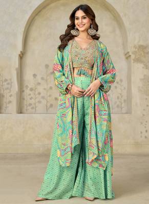sky-blue printed chiffon salwar-kameez 1