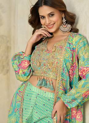 sky-blue printed chiffon salwar-kameez 2