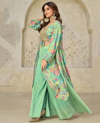 sky-blue printed chiffon salwar-kameez 4