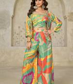 light-green printed chiffon co-ord set 
