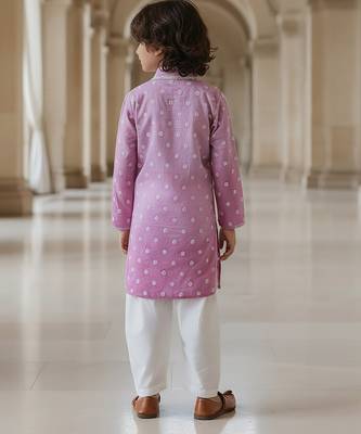 Purple embroidered chanderi kurta pyjama 2