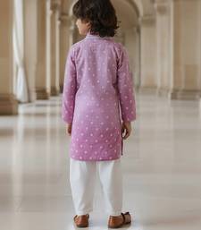 Purple embroidered chanderi kurta pyjama