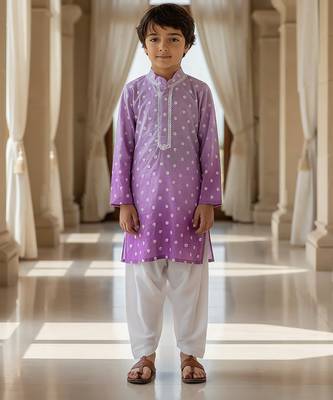 Purple embroidered chanderi kurta pyjama 1
