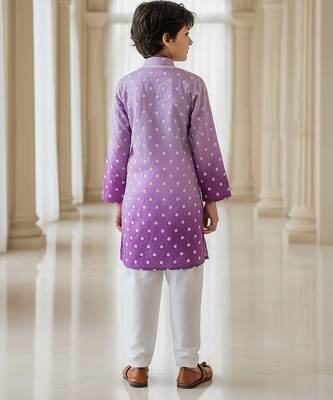 Purple embroidered chanderi kurta pyjama 2
