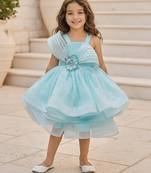 Blue embroidered net frock