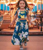 Blue printed cotton lehenga set