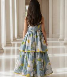 Blue printed cotton lehenga set