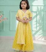Yellow embroidered chanderi lehenga set
