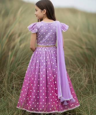 Purple embroidered chanderi lehenga set 2