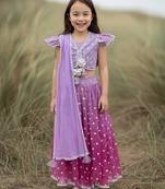 Purple embroidered chanderi lehenga set