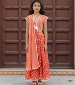 Orange embroidered chanderi lehenga set