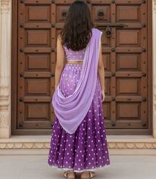 Purple embroidered chanderi lehenga set