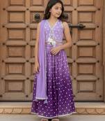 Purple embroidered chanderi lehenga set