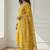 Yellow shimmer organza embroidered party wear suit