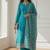Sky blue shimmer organza embroidered party wear suit