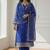 Blue shimmer organza embroidered party wear suit