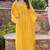 Yellow viscose hand work kaftan and inner and pant set