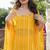 Yellow viscose hand work kaftan and inner and pant set