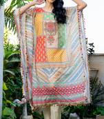 Multi muslin mirror and stone work kaftan and inner and pant