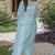 Sky blue hand mirror work kaftan and pant and inner