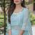 Sky blue hand mirror work kaftan and pant and inner