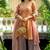 Peach tissue lace wrok kurta and sharara and dupatta set