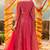 Pink emboridered zari tissue anarkali and pant and dupatta