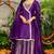 Purple silk lace work kurta and sharara and dupatta set