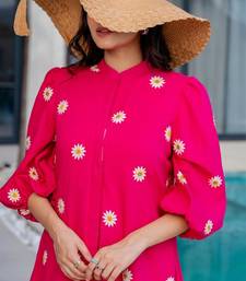 Pink cotton embroidered dress
