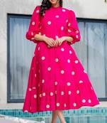 Pink cotton embroidered dress